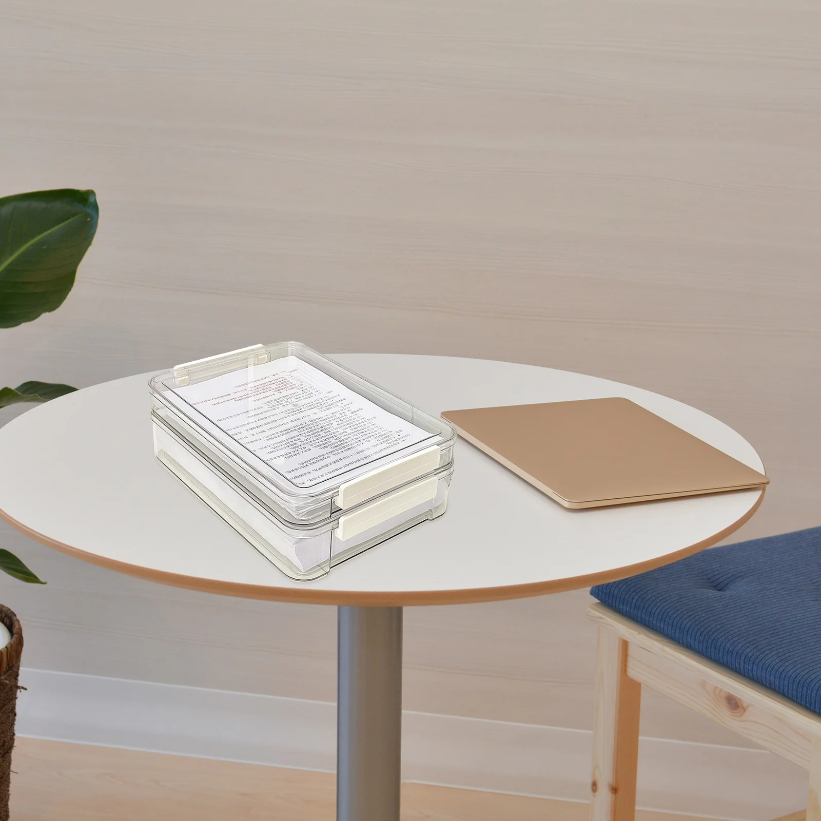 2Pcs Plastic Document Box Stackable Transparent File Organizer Storage Box with Lid Office Paper Holder for Home School