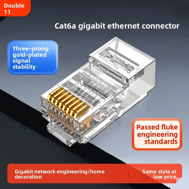 

Pure Copper Gold-Plated Cat 6 Gigabit RJ45 Network Cable Crystal Head CAT6A Shielded Gigabit Interface for High-Speed Data