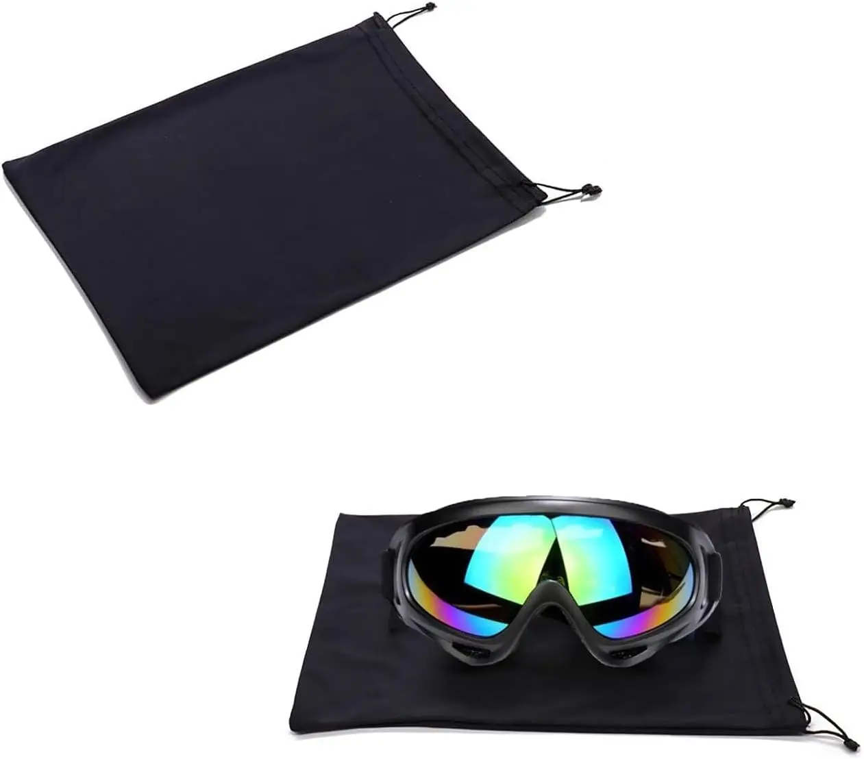 2Pcs Microfiber Ski Goggle Bag,Ski Goggle Pouch Sunglasses Pouch Case,Protection Bags for Snow Goggles Ski Mask,Ski Gear Snowboa