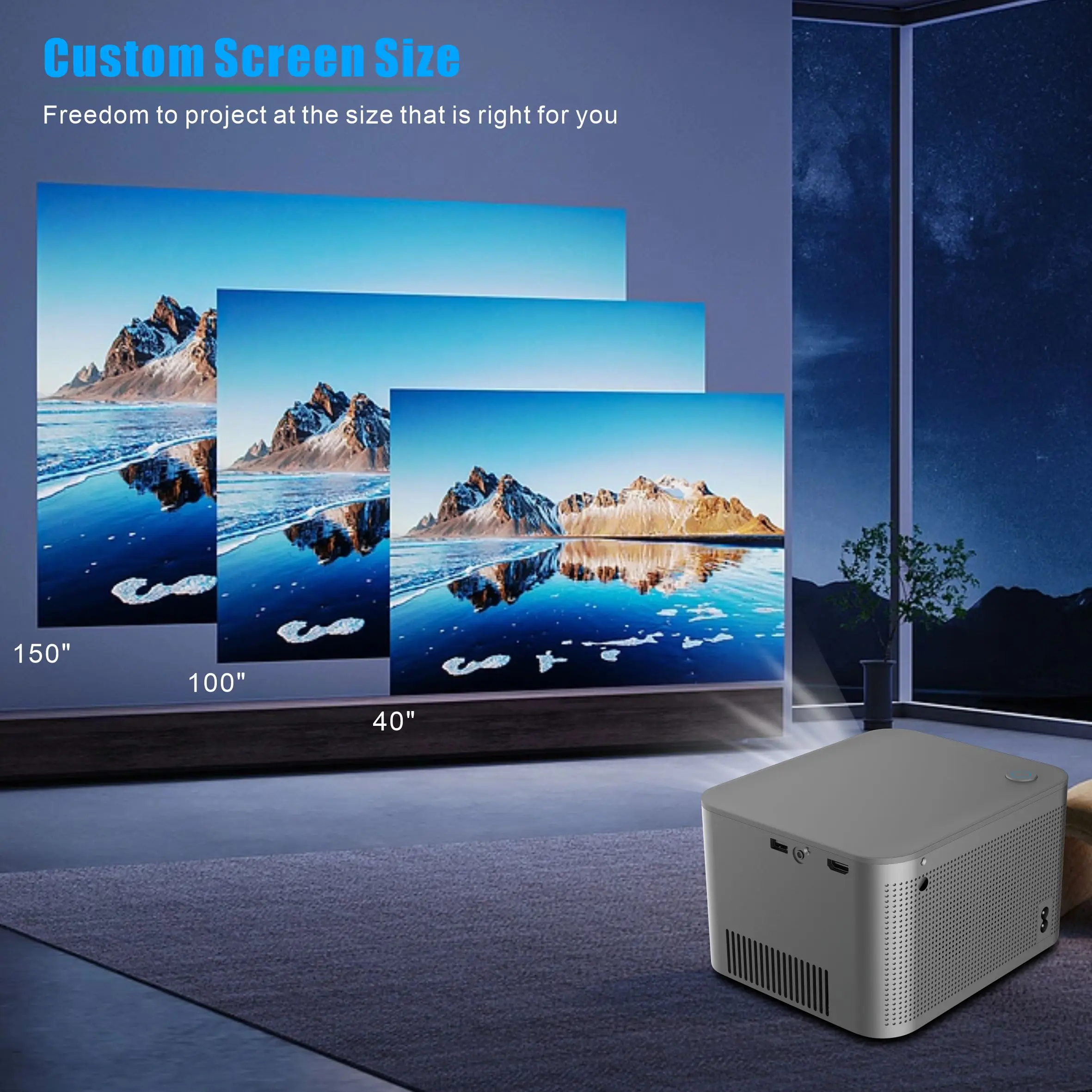 HY350 Smart Projector 4K Android 11 Dual Wifi6 300 ANSI Quad-core Allwinner H713 2GB 32GB 1080P Home Cinema Outdoor Projetor