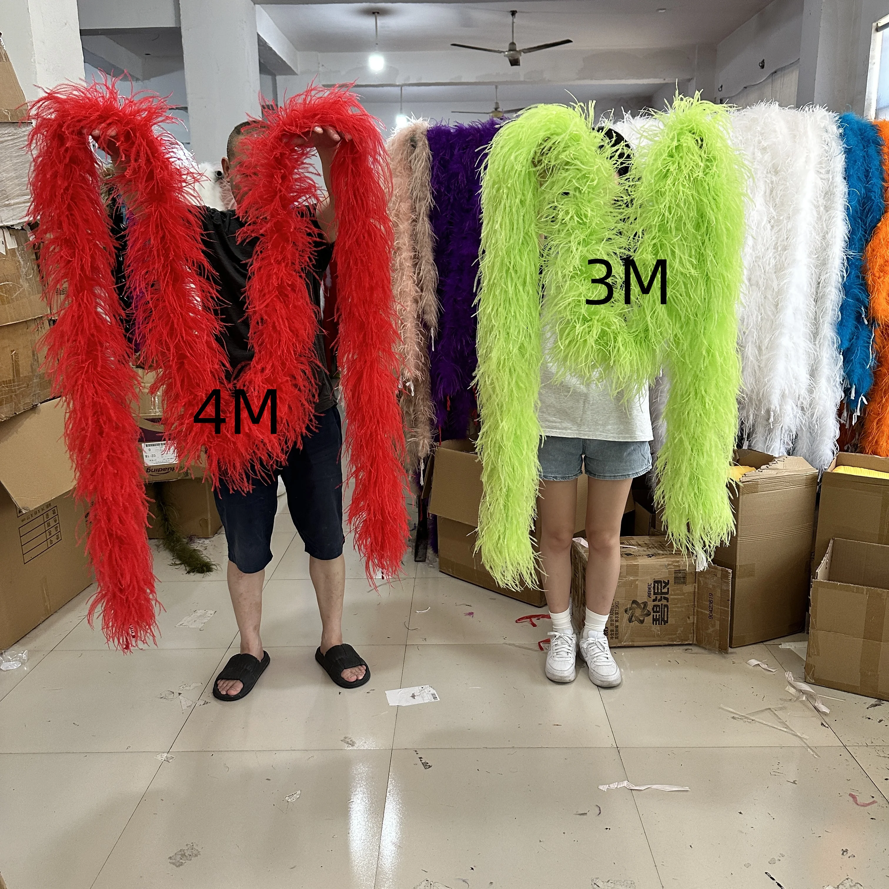 1-10PLY Fluffy Natural Ostrich Feather Boa 2 Meters Long for Wedding Party Dress Shawl Scarf Costume Sewing Carnival Decoration
