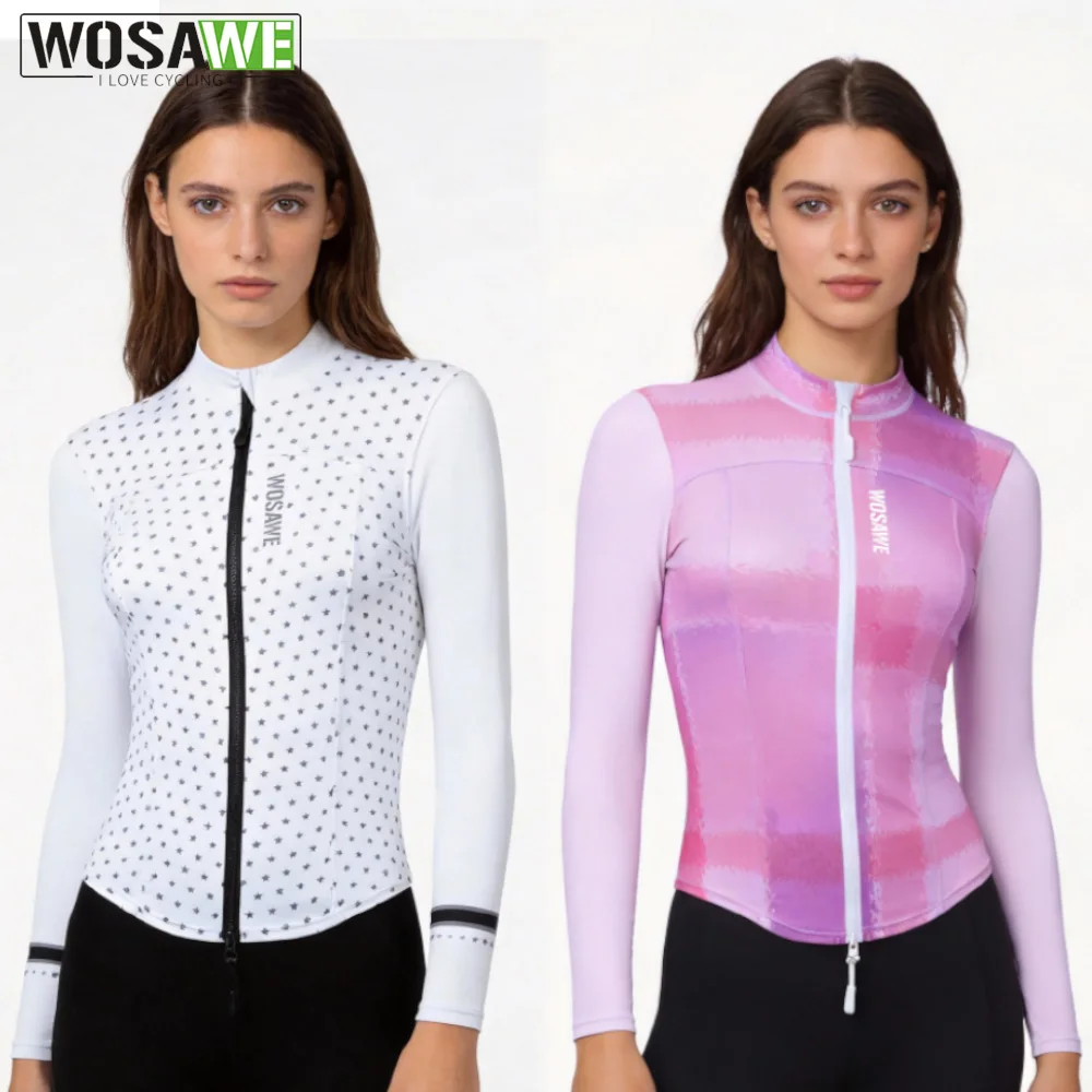 

WOSAWE Women Cycling Jersey Long Sleeved Bike Tops Shirts for Women Biking Clothing Breathable MTB Cycle Jerseys with 3 Pockets