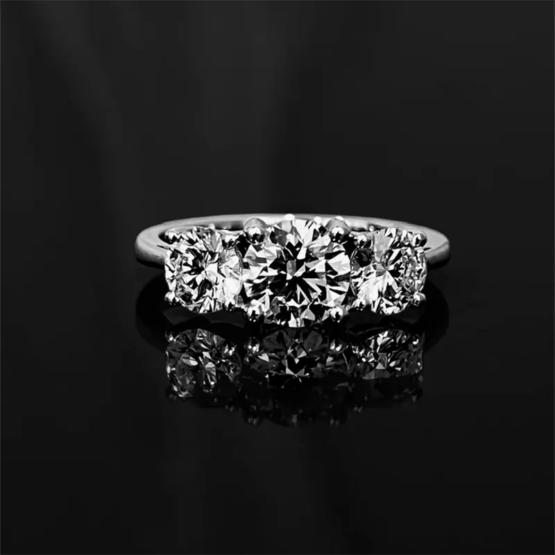 

3 Stones Ring 1Ct Main Stone DEF VS-VVS Round Cut IGI Certified CVD&HPHT Lab Grown Diamond Engagement Ring Proposal Ring For Her