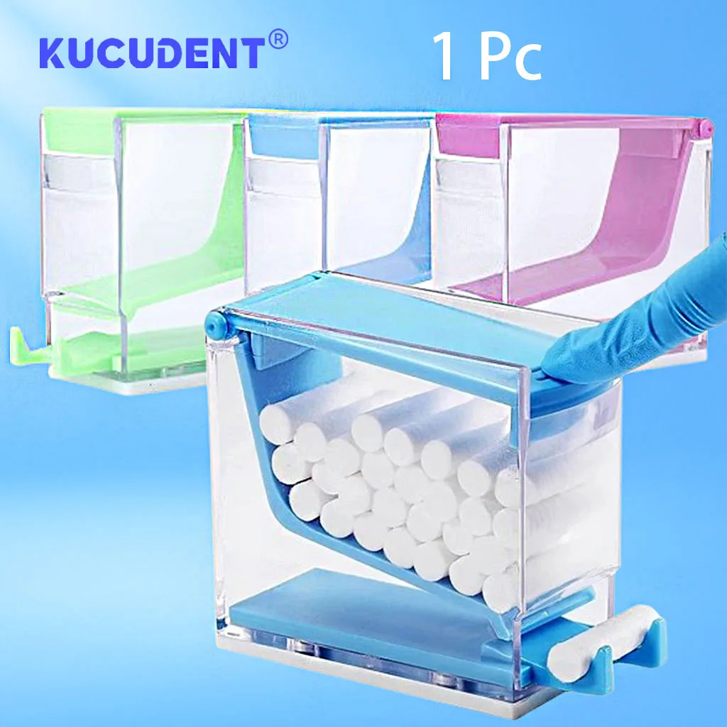 

1PC Dental Cotton Roll Dispenser Press-Type Storage Box for Swabs Sponges White/Blue/Purple/Green for Dental Swab Storage Tools