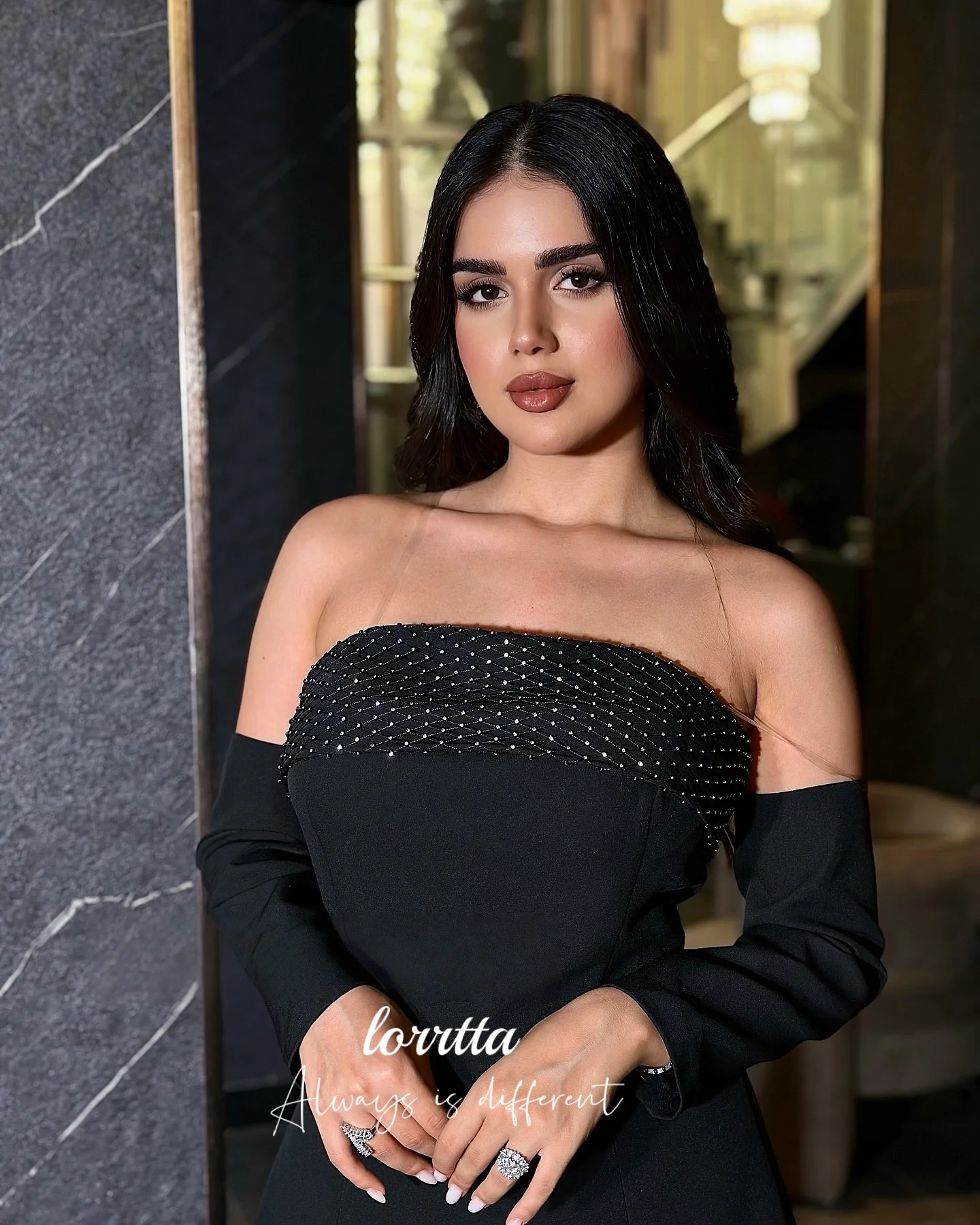 Evening Dress European Black Satin A Line Beading Formal Events Lorrtta Full Floor Length 2026 New Customized Robes Collection