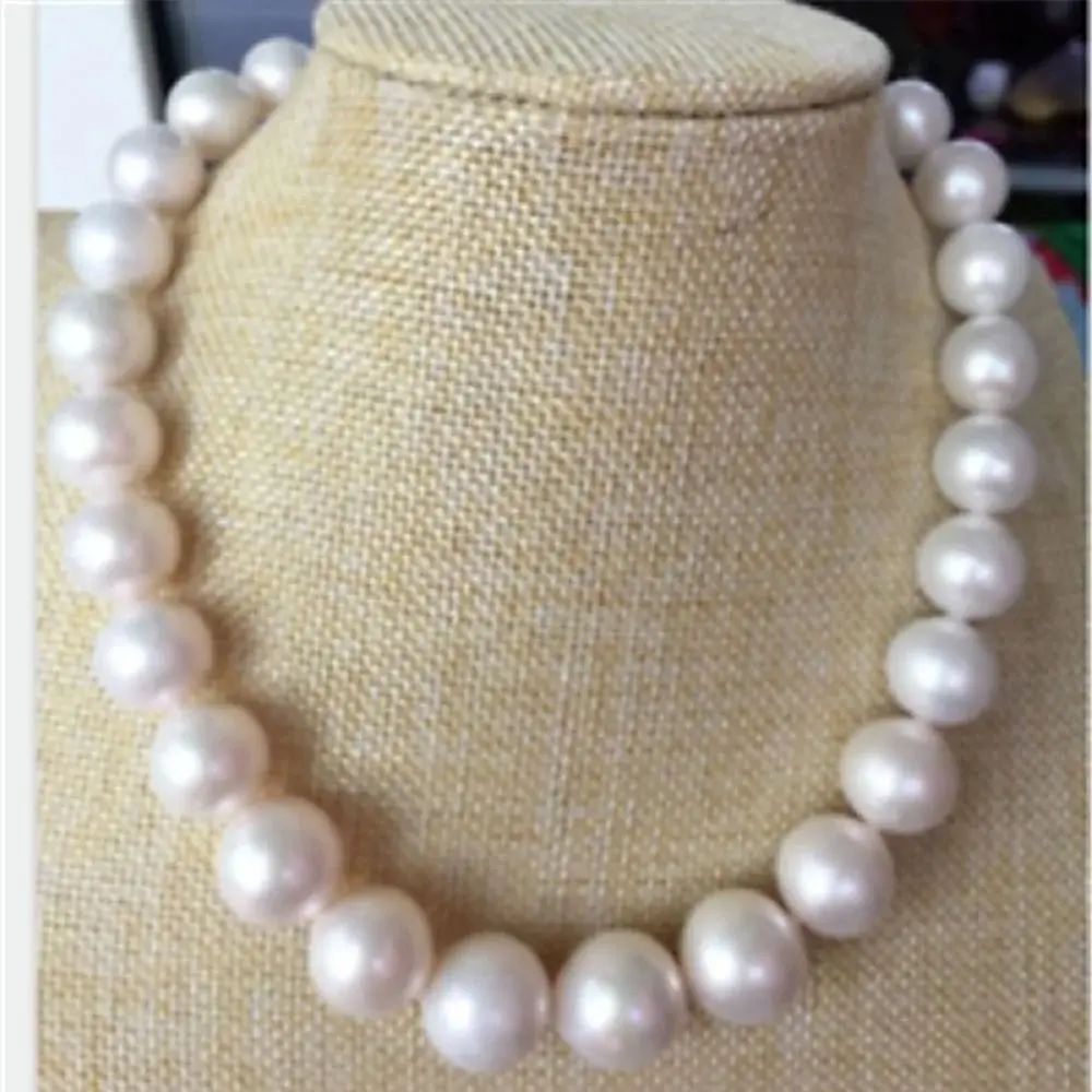 

AAA White 18" 13-12 MM AKOYA NATURAL PEARL NECKLACE 14K GOLD CLASP Freeshippings Items