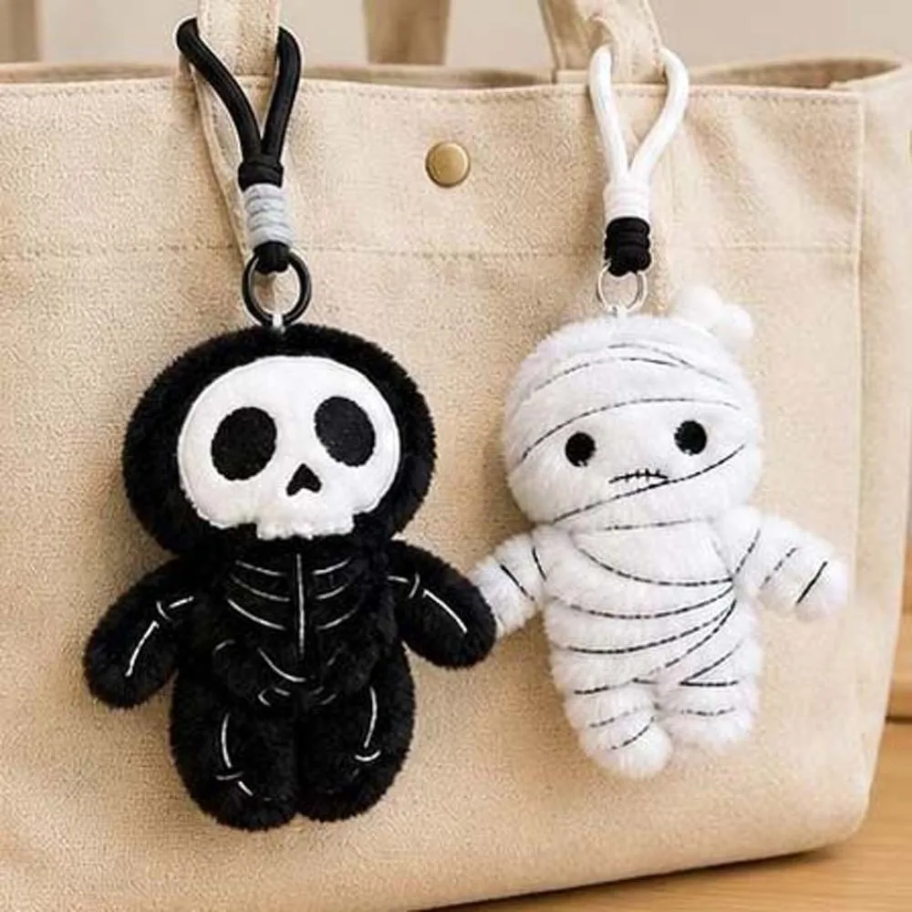 Soft Texture Mummy Key Chain Compact Size Lightweight Halloween Stuffed Durable Exquisite Stitching Cartoon Plushie Charm