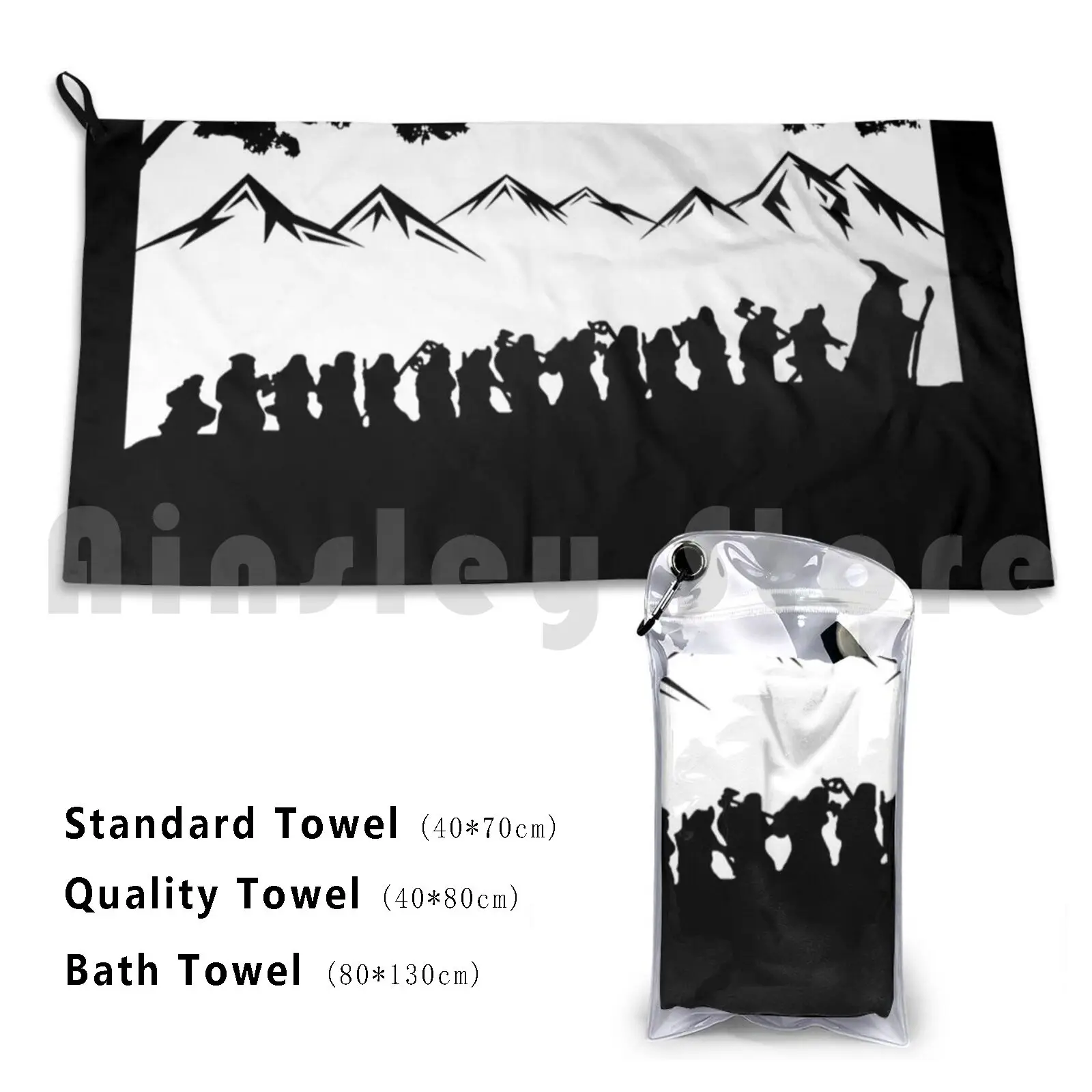 The Company White Bath Towel Beach Cushion The Frodo Bilbo Fellowship Brotherhood Nine Companions Gimli