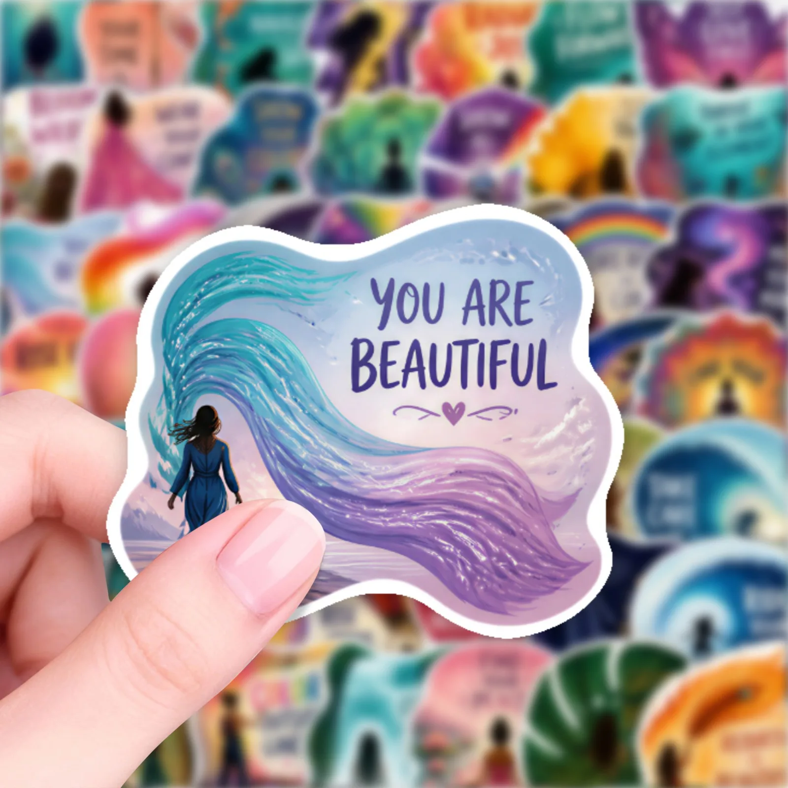 50 PCS Positive Energy Women Self Encouragement Quote Dark Graffiti Stickers Pack Decorate Luggage Phone Fridge Removable Decals