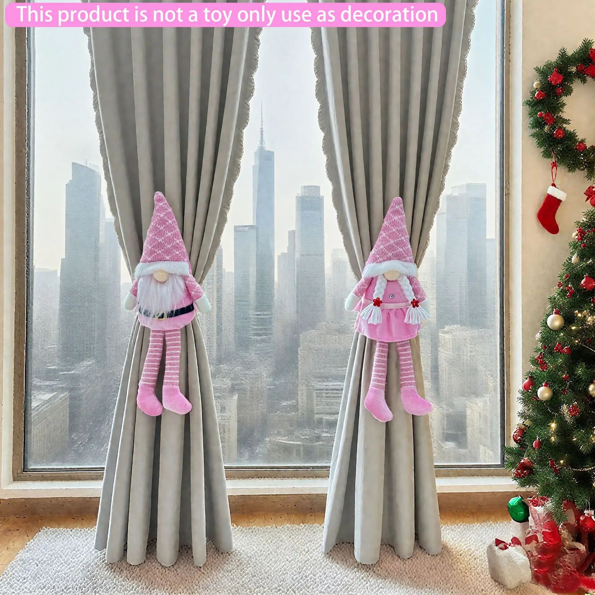 

Christmas Cute Curtain Tiebacks, Creative Holiday Curtain Holders, Living Room Dining Room Decor, Festive Window Accessories