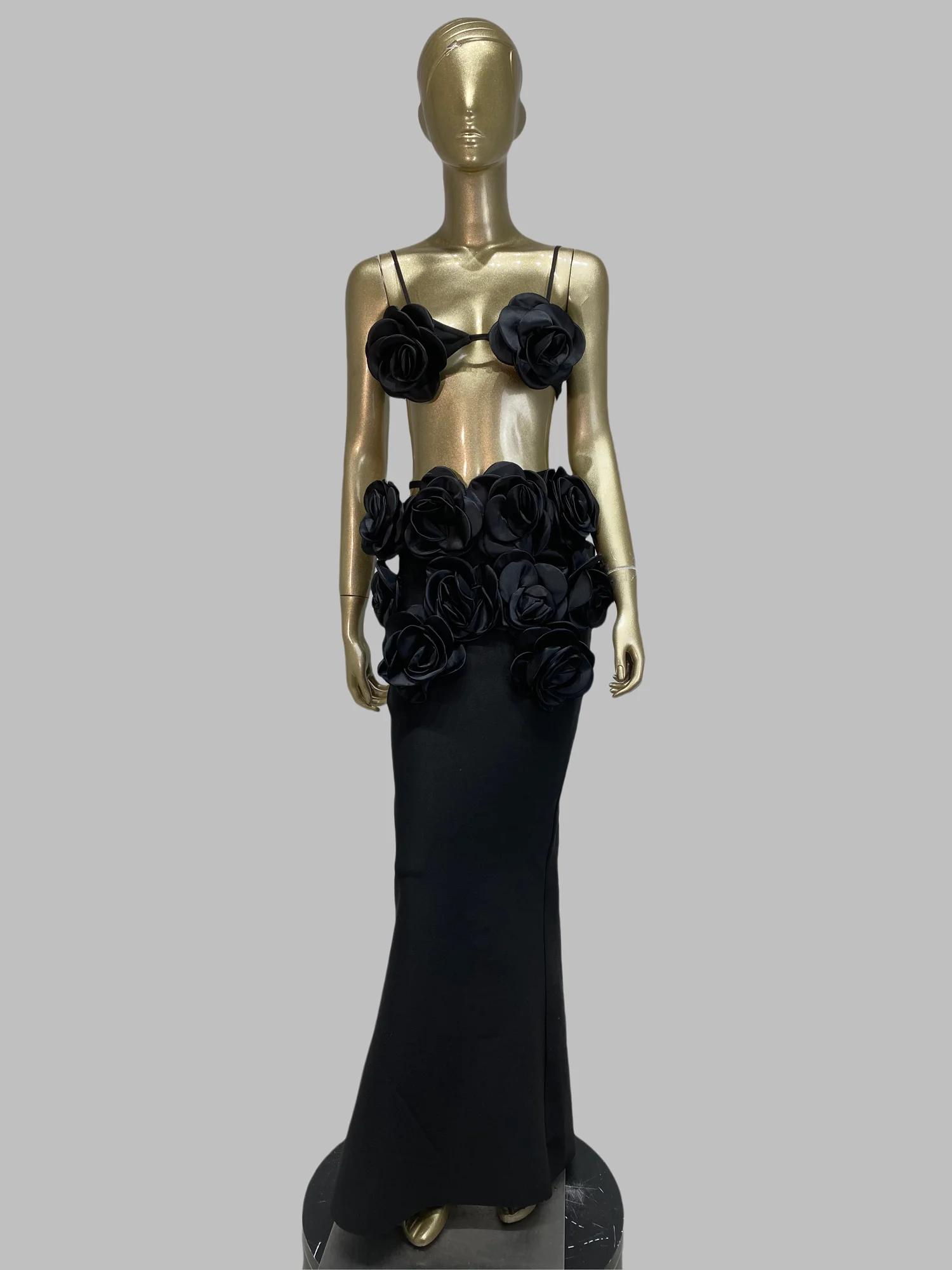 

Лето 2022, женский комплект из двух предметов для вечеринок, вязаный бюстье с цветочным принтом, топ и длинная юбка, вечерняя клубная пляжная вечеринка, наряды, музыкальный фестиваль