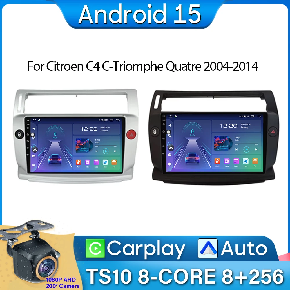 

Car Radio Carplay For Citroen C4 C-Triomphe Quatre 2004-2014 Navigation GPS Android Auto Autoradio Android 15 Stereo 4G No 2din
