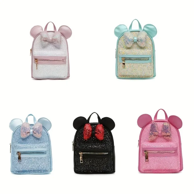 Cute Girl Sequined Bow Big Ear Backpack Large Capacity Fashion Cute Shiny Backpack Multi-color Children's Small Bag Kindergarten