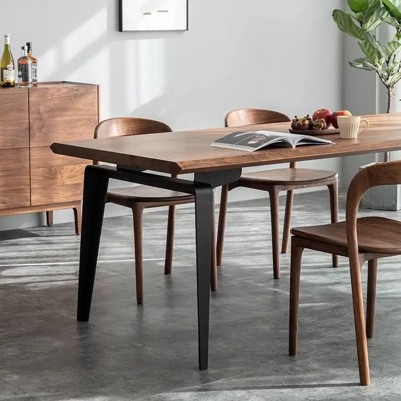 Nordic solid wood large board table North American black walnut dining table simple