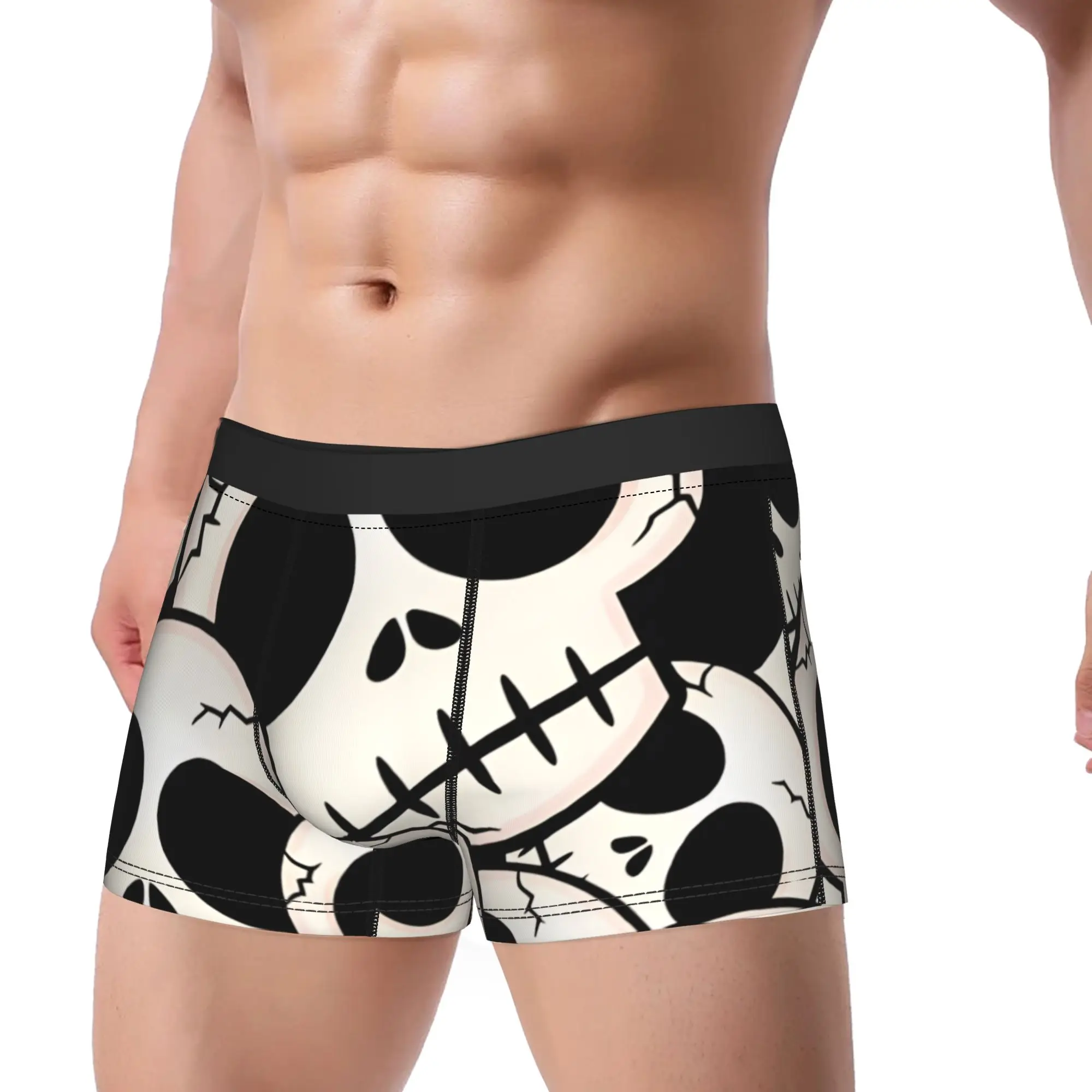 Big Q Version Cracked Cartoon Skulls Seamless Pattern Shorts Briefs  Underwear Trenky Males Funny Boxershorts Printed Underpants