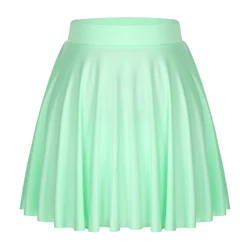 Womens Solid Color Ruffle Flared Skirt Casual Elastic Waistband Flared Short Skirts Female Loungewear Homewear Sportwear