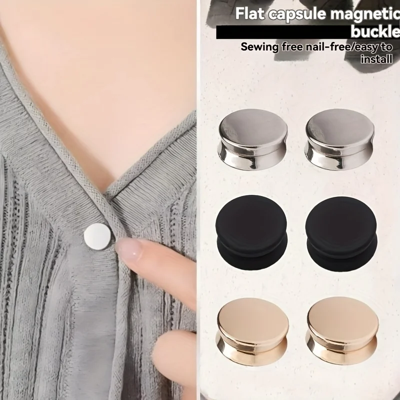 6 Stück modische flache Verschlüsse – abnehmbare magnetische Druckknöpfe, geeignet für Hemden, Kragen, Hosen, Kopftücher – dekorativ