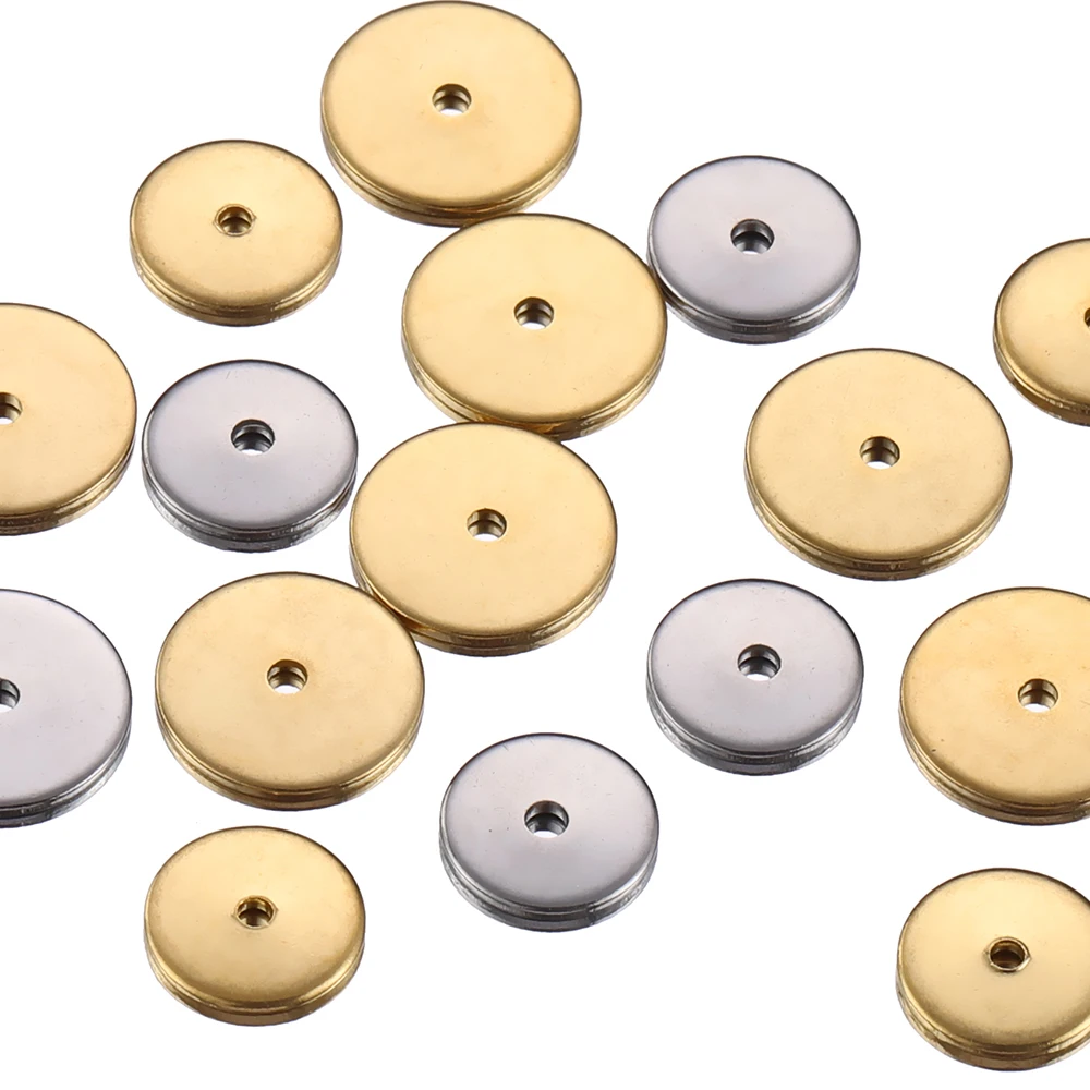 20pcs Stainless Steel Disc Flat Round Spacers Loose Beads for Jewelry Making DIY Necklace Bracelet Earrings Pendants Charms