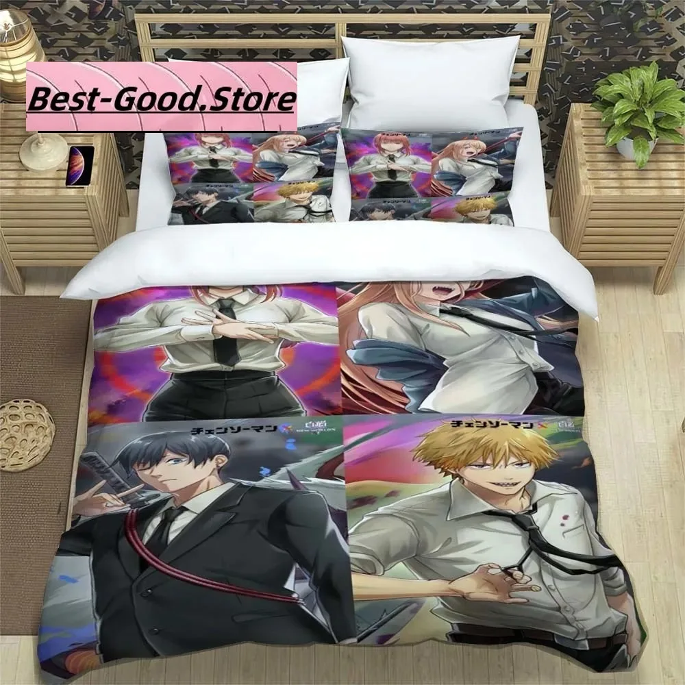 3D Print Fashion Anime Chainsaw Man Bedding Set Boys Girls Twin Queen King Size Duvet Cover Pillowcase Bed boys Adult Bedroom