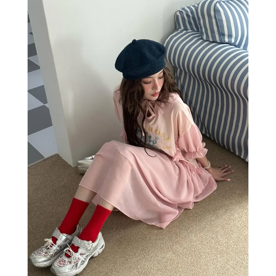 

Faionable Print Loose Long Dr Versatile Korean Sle Regular Fit Other Material Spring Autumn Winter Street Sle Casual