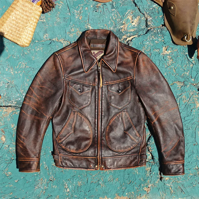 

Мужская кожаная куртка Mendoza Sle Stone Friction Color в стиле вестерн, рабочая одежда, короткое пальто с длинными рукавами, на молнии, ветрозащитная