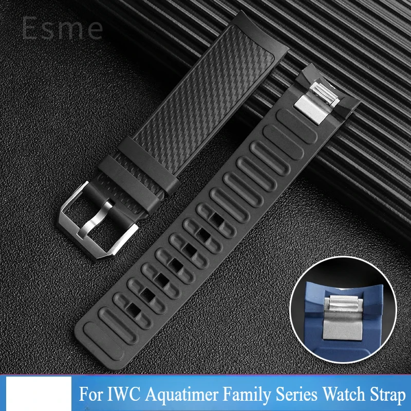 

Lightweight Waterproof Breathable Fluororubber Watchband 22mm for IWC Aquatimer Family IW328802 IW376806 Quick Detachable Strap