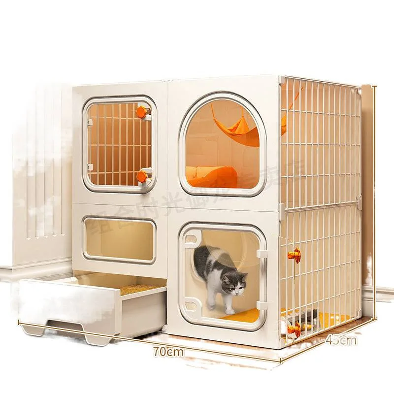

The cat cage, cat toilet and cat litter box are integrated, and the household indoor is small and does not occupy an area.