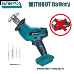 18V Cordless Electric Reciprocating Saw Adjustable Speed Cutter Wood Metal PVC Pipe Cutting Fit Makita 18v Battery (No Battery)