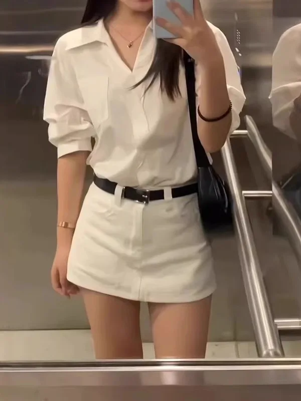 Plus size americano branco denim saia feminina verão nova linha a bodycon ultra ort calças anti-luz cintura alta saia linha a