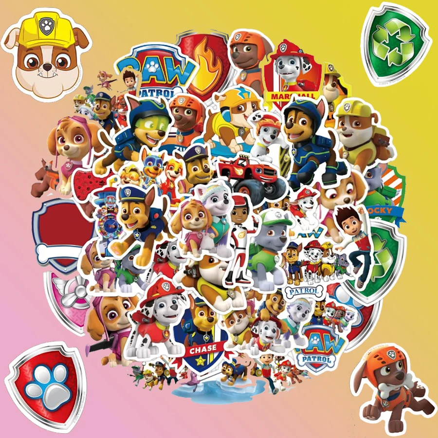 

50/100pcs PAW Patrol Stickers Party Favors Birthday Gifts DIY Laptop Notebook Suitcase Stickers Little gifts for boys and girls