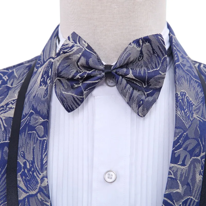 بدلة رجالية مكونة من قطعتين مطبوعة على الموضة، مقاسات آسيوية (سترة + ربطة عنق + بنطلون) اختيار مثالي لحفلات الزفاف والولائم #6