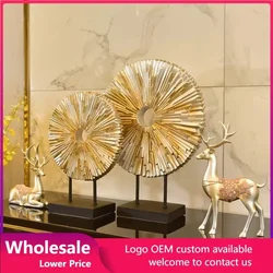 European Livingroom TV Cabinet Resin Round Figurines Crafts Luxury Modern Gold Decoration For Home Furnishing Decoration