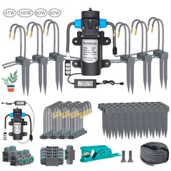 Adjustable 60W Self-Suction Pump Garden Misting Irrigation System - 20cm Flexible Brass Nozzle with Quick Connect Spray