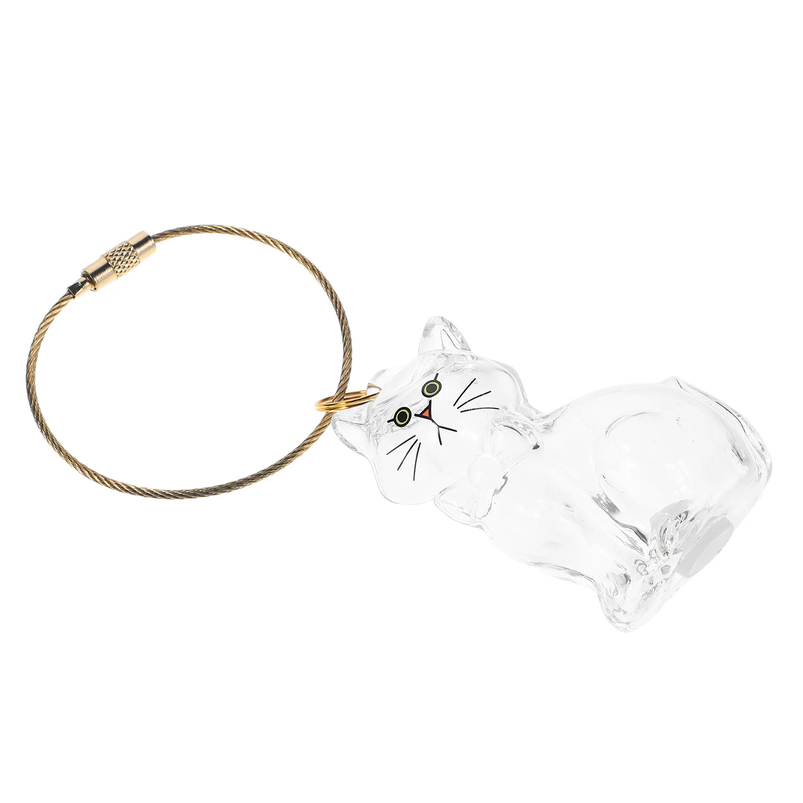 

Cat Hair Collector Keychain Clear Glass Storage Jar Cat Shaped Memorial Pet Hair Keepsake Keyring Charm Keepsake Jar for Pets