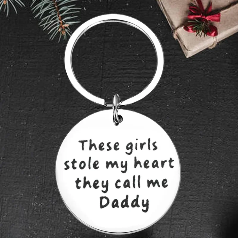 

Cute Daddy Father's Day Keychain Pendant Dad birthday Key Chain Keyrings these girls stole My Heart Daddy