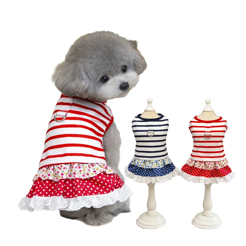 

Striped Pet Dog Dresses – Adorable Ruffled Skirt Outfits for Small Dogs, Summer Puppy Clothes Perfect for Daily Wear Outfits