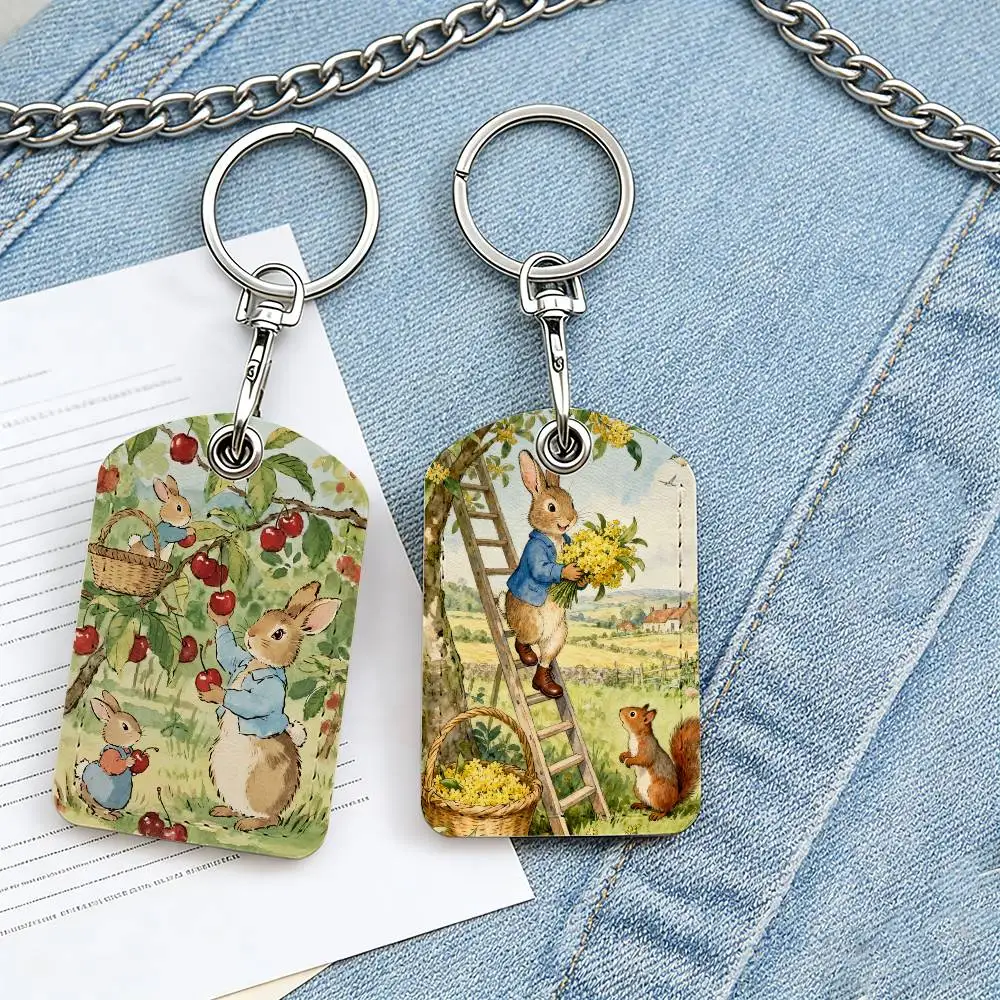 كارتون P-PeTEr-R R-RabBIt-T بطاقة وصول منزل الحافلة الغطاء الواقي سلسلة مفاتيح مستطيلة للمدرسة من جلد البولي يوريثان معرف الأكثر مبيعًا #5