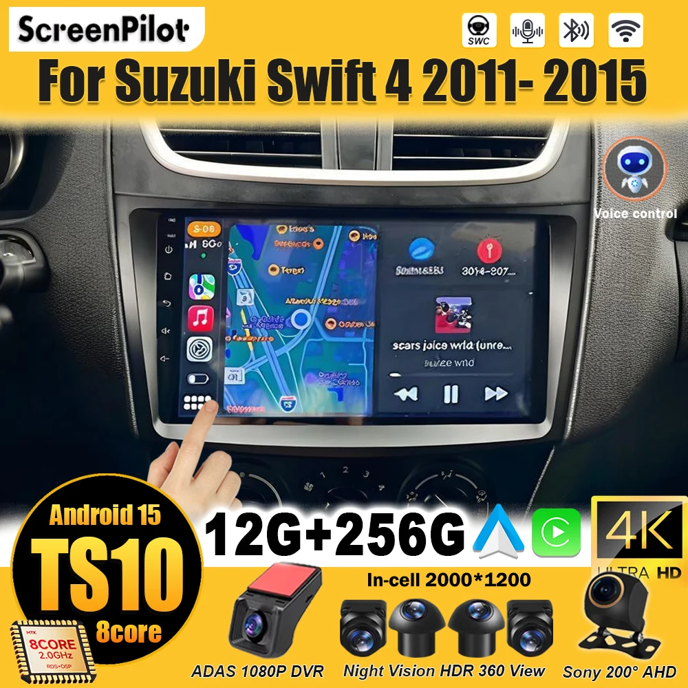 

For Suzuki Swift 4 2011-2015 2016 2017 Android 15 Multimedia Video Player Stereo Head Unit Auto GPS Navigation Touch Screen