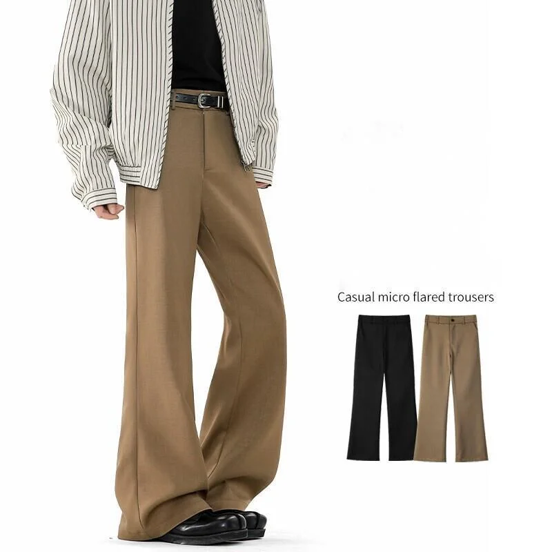 

Brown Black Suit Pants Men Fashion Society Mens Dress Pants Korean Loose Casual Bell Bottom Pants Mens Office Formal Trousers