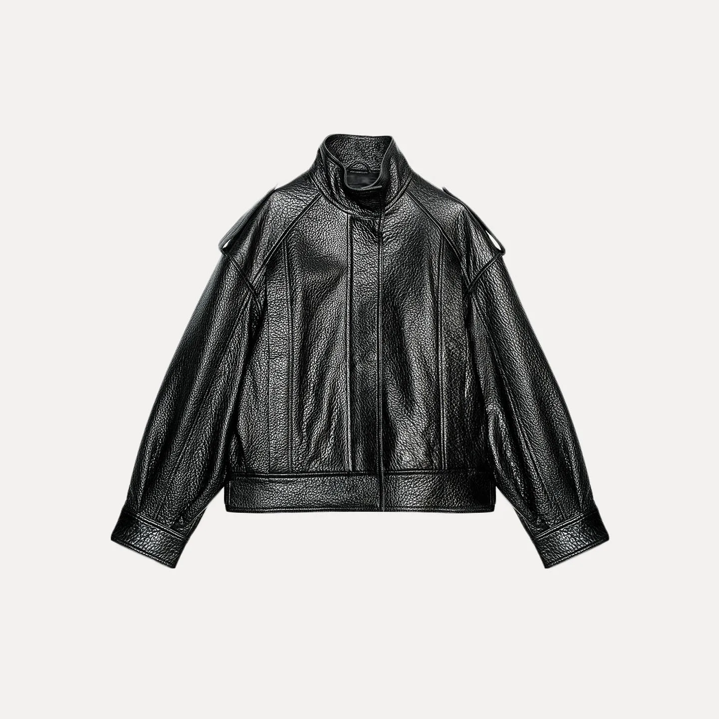 Manteau de pilote Jaet en cuir pur pour femmes, automne 2025, nouveau Sle Z, coupe ample, longue fermeture à glissière