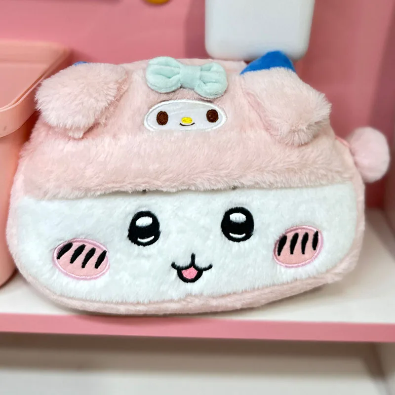 Cartoon Chiikawa portachiavi portamonete Cute Kawaii Anime peluche Cosplay Sanrio Cinnamoroll borsa di immagazzinaggio di grande capacità regali per ragazze