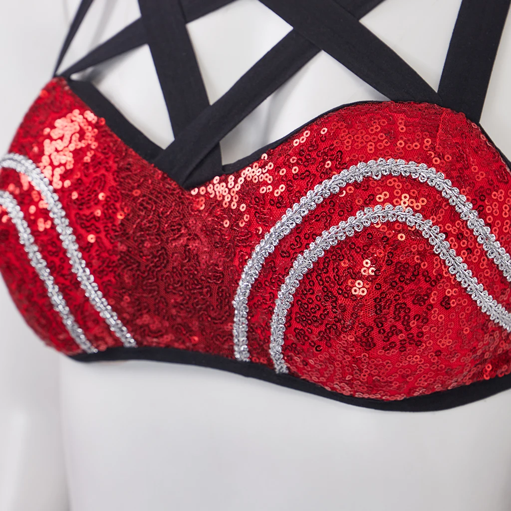 Selena Quintanilla Cosplay Costume Sexy Red Bra Costume Top Pants Singer Selena Halloween Costume Stage Performance Outfit Women