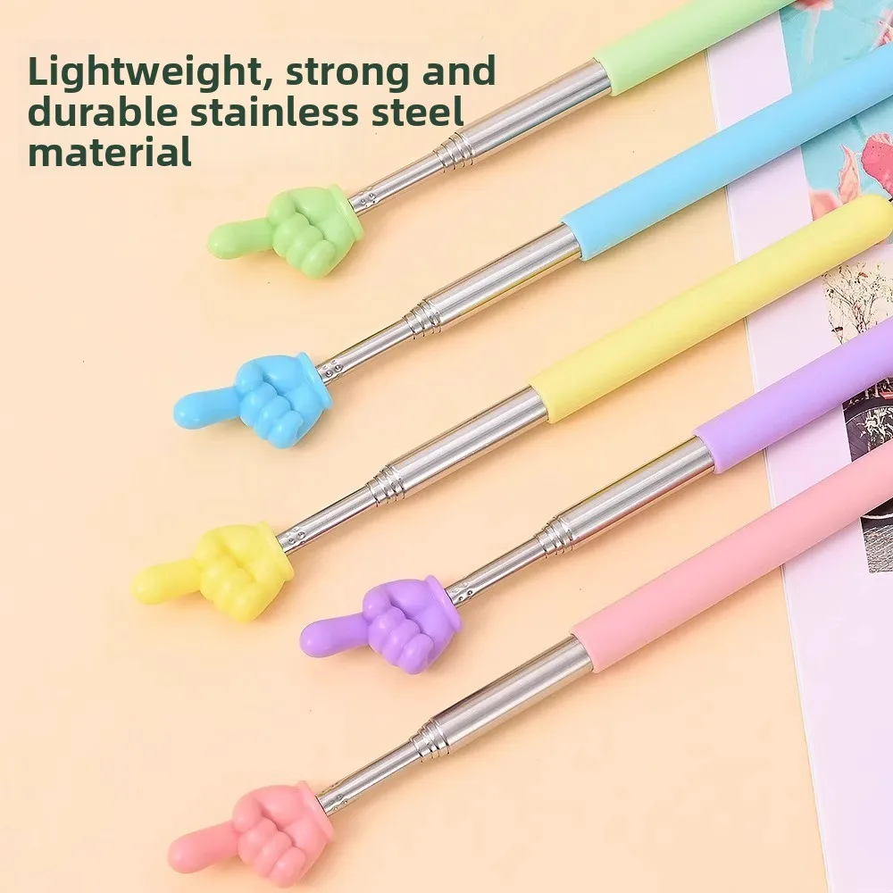 عصا تعليمية للمعلم بمؤشر إصبع قابل للسحب من الفولاذ المقاوم للصدأ للأطفال تعليمات قراءة السبورة