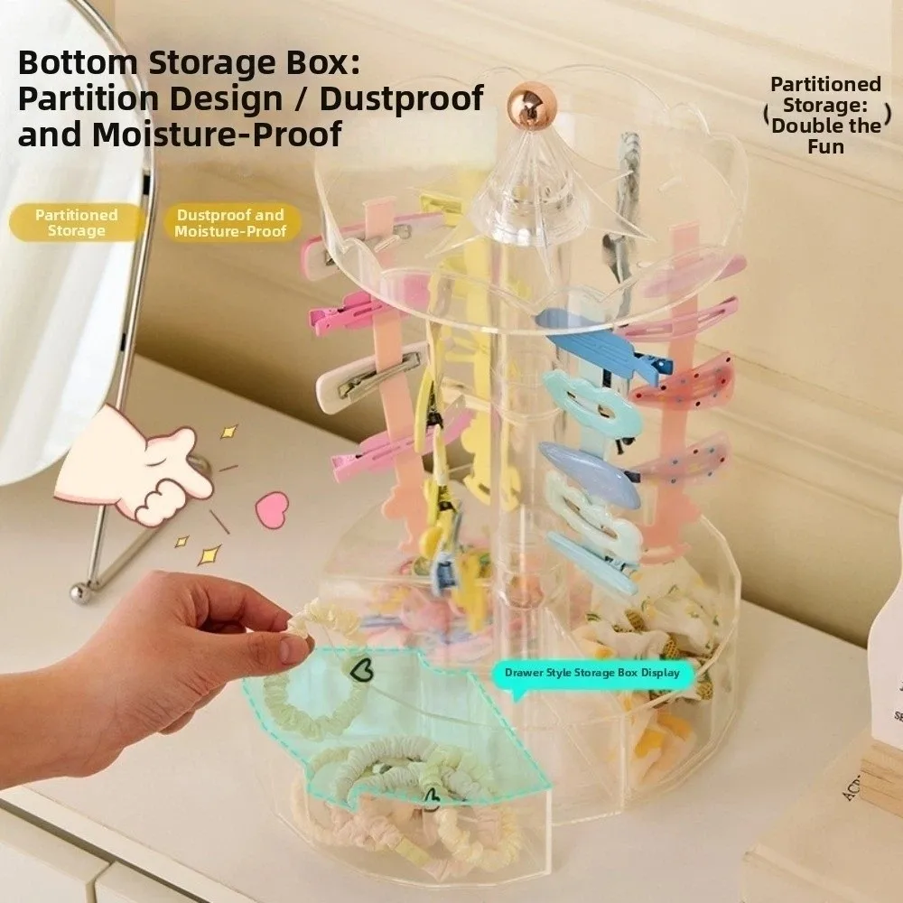 360度回転イヤリングディスプレイスタンド透明プラスチックプラスチックシリコーンヘアアクセサリー収納ボックス耐久性
