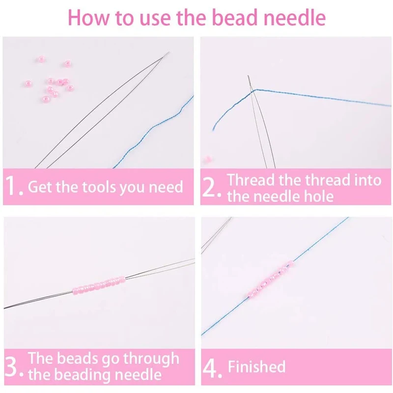 5Pcs Beading Needles For Jewelry Making Bead Needle Large Eye Sewing Needles For Beads Threading Jewelry Making Tools Supplies