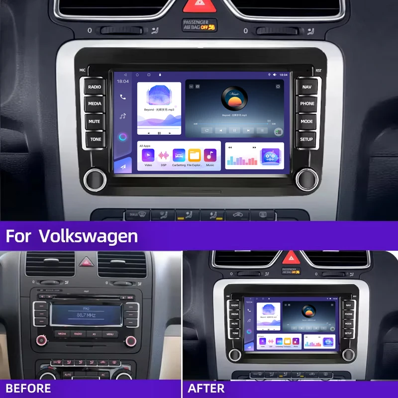 7”9“VW Android 14 For VW Volkswagen Golf Polo Skoda Rapid Octavia Radio Tiguan Passat b7 Jetta 2 Din Auto Carplay GPS Radio128G - view 2