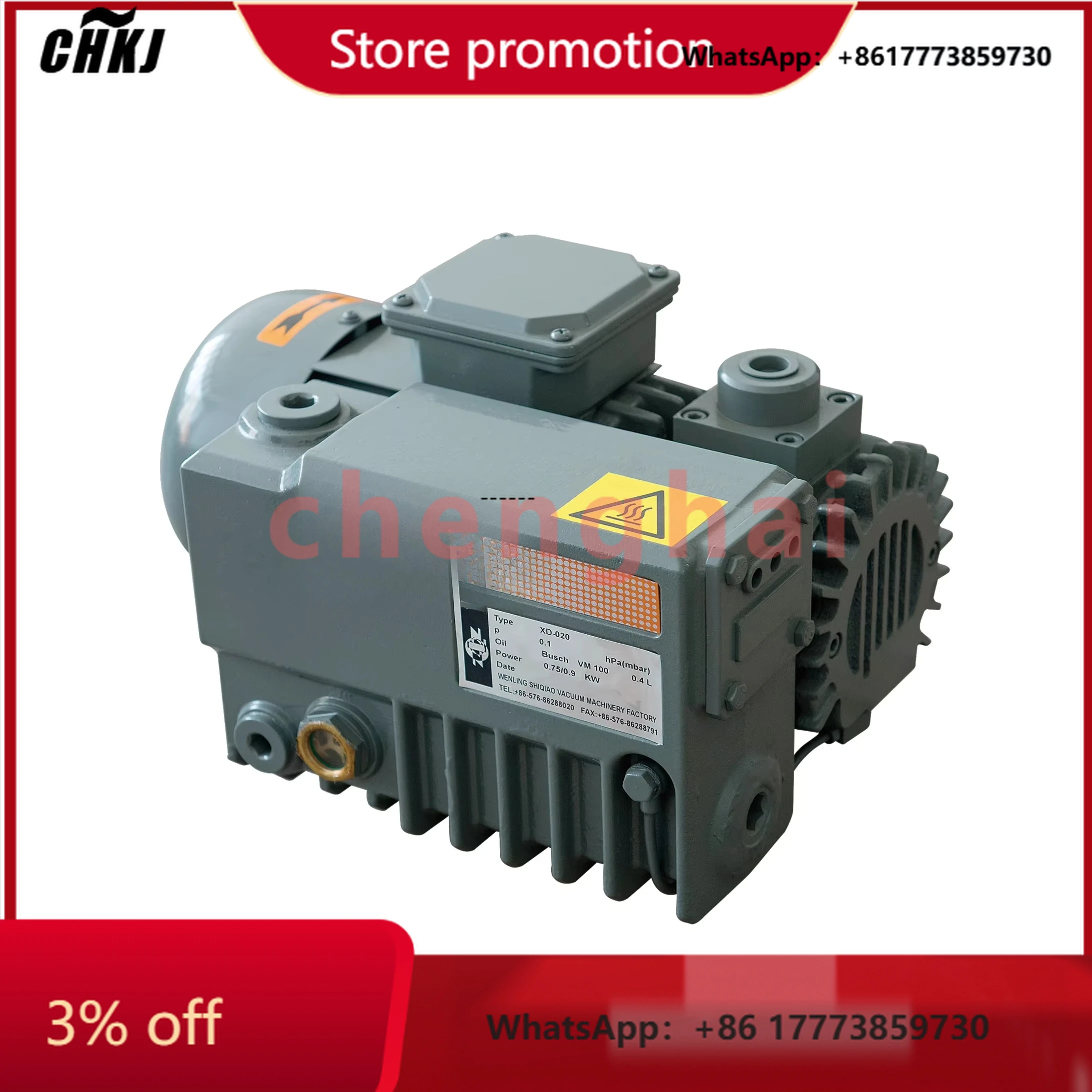

CHKJ-2025NEWXD020 Hot Sell 20m3/h 220v 50hz Xd 20 Single Stage Rotary Vane Vacuum Pump