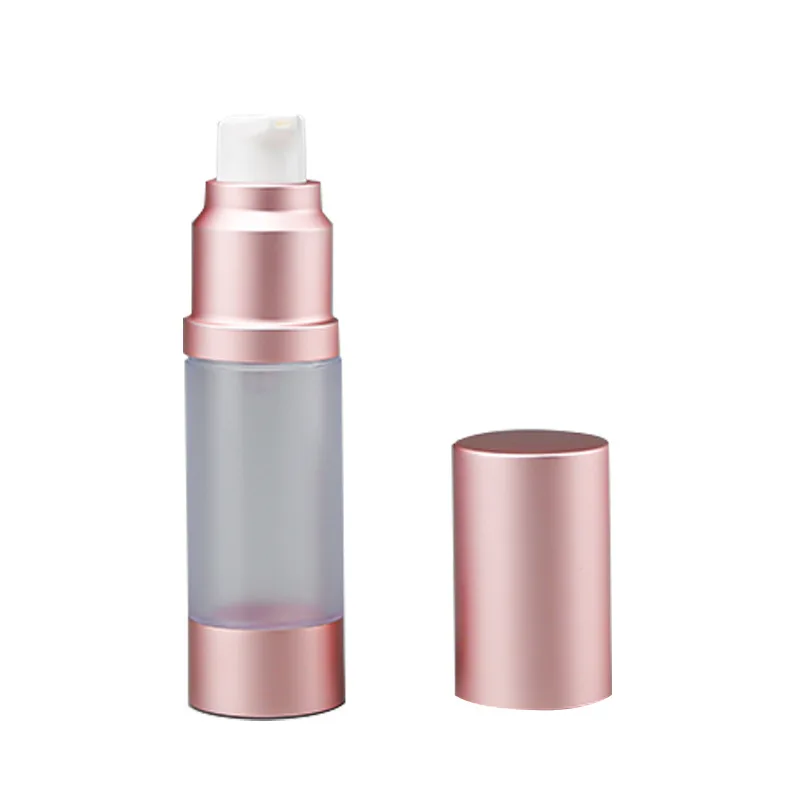 

15ml Rose Gold Empty Airless Pump Bottles AS Plastic Mini Lotion Vacuum Cosmetic Containers Women Make up Travel Emulsion Bottle