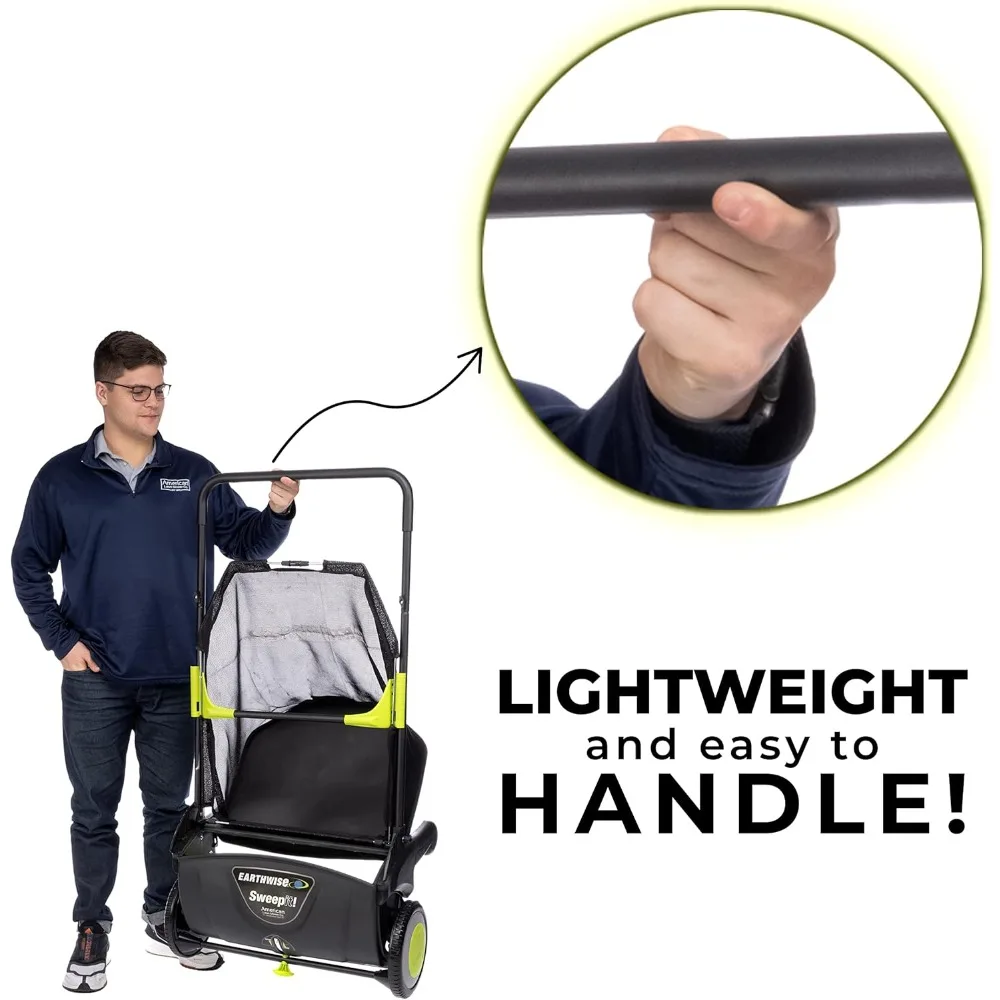 LSW70021 Varredor de gramado com pressão de folhas e grama de 21 polegadas de largura, preto