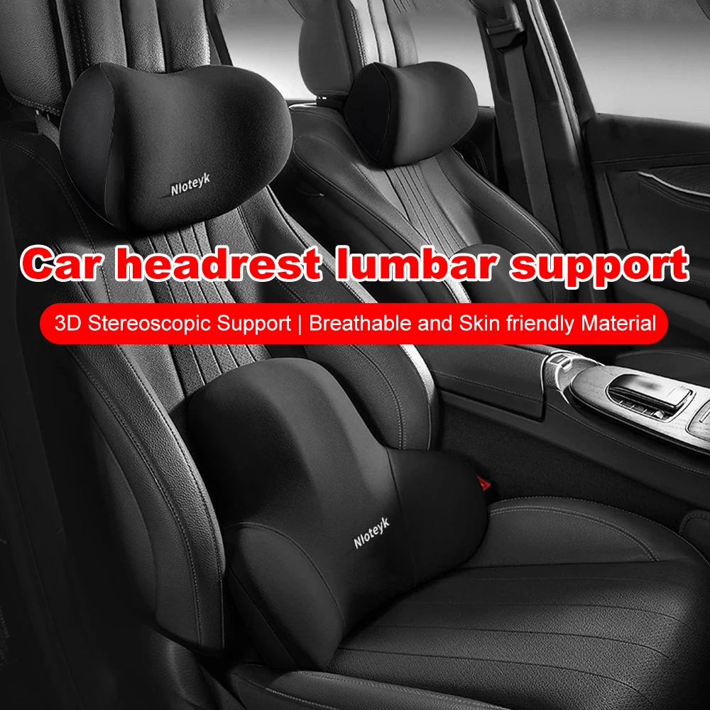 Car Neck Headrest Pillow Memory Foam Waist Cushion Lumbar Support Backrest Travel Neck Cushion Protection Car Vehicle Supplies